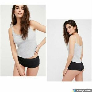 Free People Intimates Ribbed Gray Tank Top Cami Scoop Neck New
